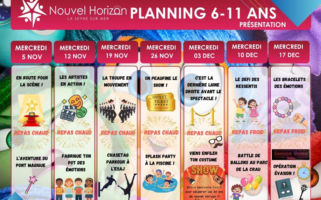 Planning des Minions pour les mercredis de Novembre / Décembre 2025