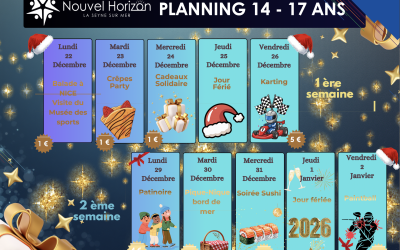 🎄 Planning des ados pour les vacances de Décembre 2025 ❄️