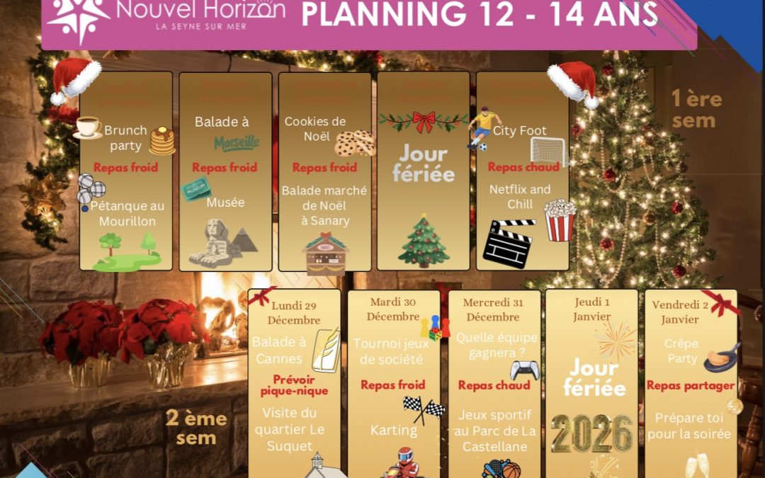 Vacances de décembre 2025 – 12-14 ans 🎉