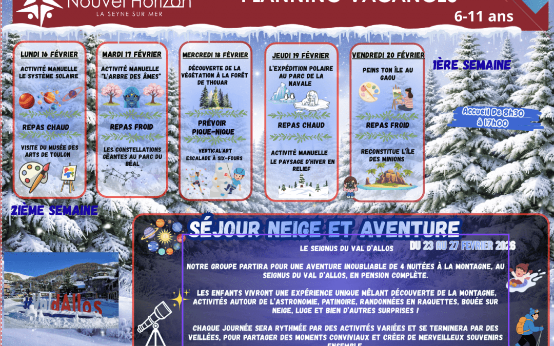 ❄️ Planning des Minions – 6–11 ans ❄️