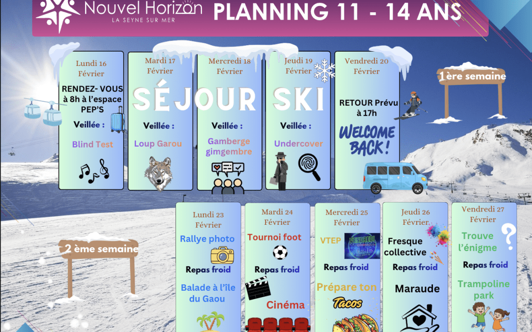 ❄️ Planning Vacances – 11–14 ans ❄️