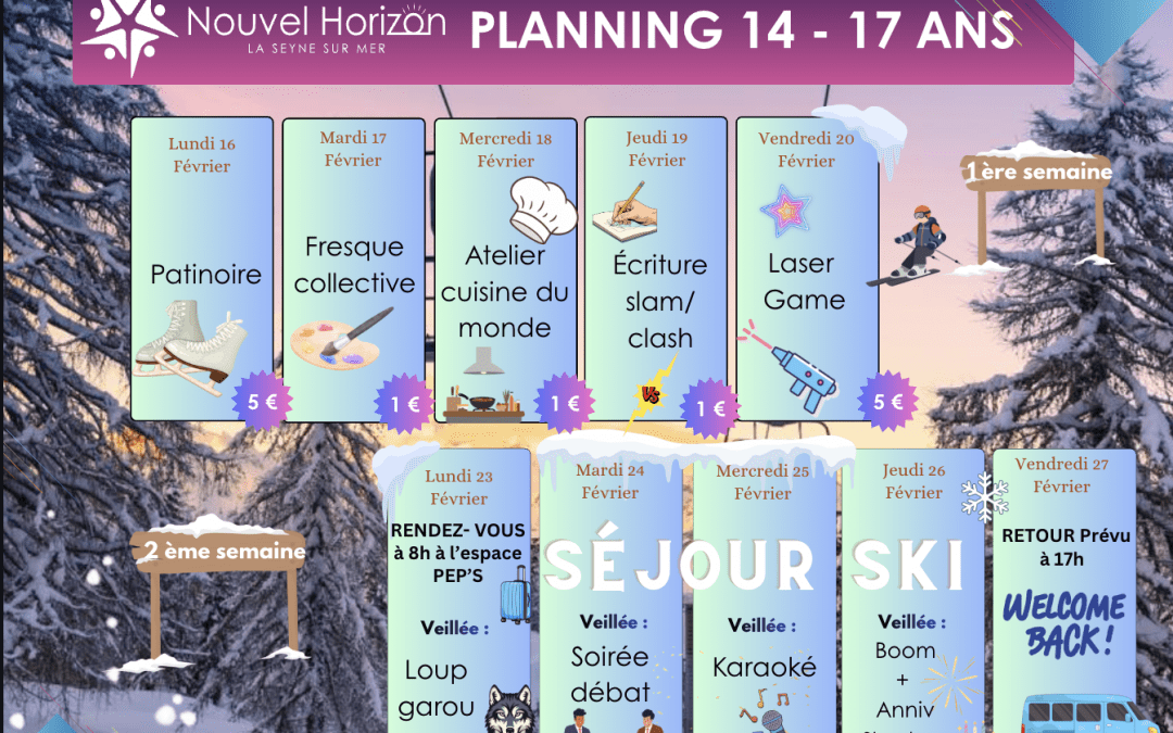❄️ Planning Vacances – 14–17 ans ❄️
