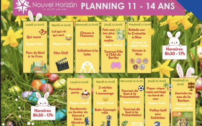 ✨ Planning Vacances Avril 2026 – Groupe 11/14 ans ✨