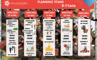 📅 Planning des Titans (9-11 ans) – Avril / Mai 2026