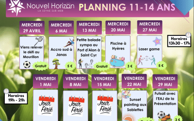 📅 Planning 11-14 ans – Avril / Mai 2026